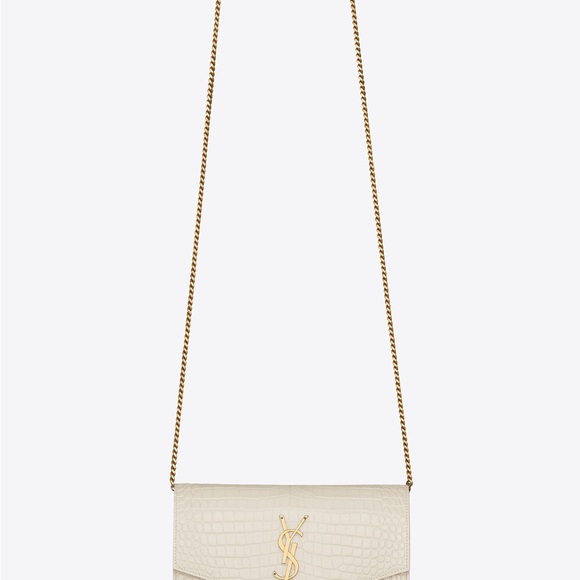 YSL Yves Saint Laurent Croc Crossbody Bag with Chain - Picture 1 of 10